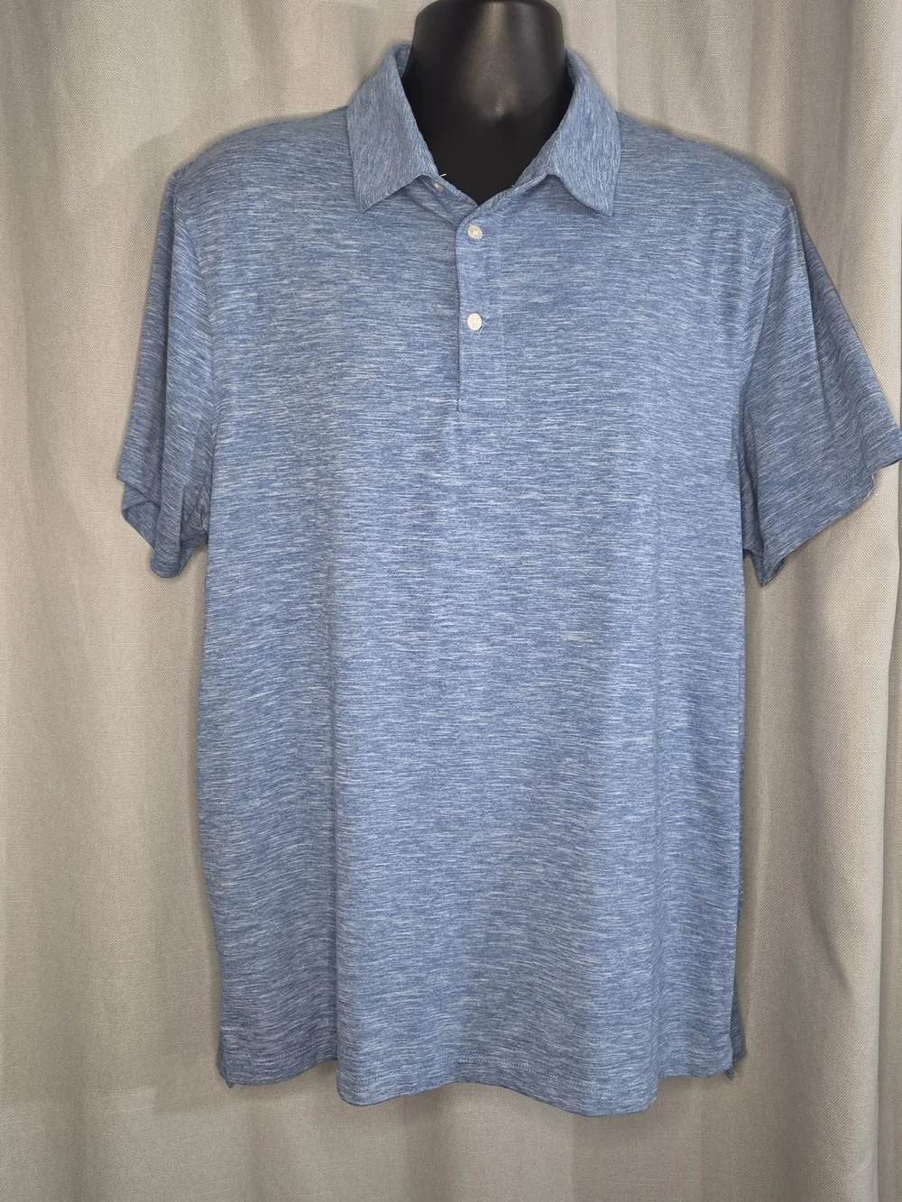 J Crew Performance Men's Blue Heather Polo Shirt - Lightweight Casual Size XL